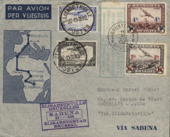 BÉLGICA. Carta Circulada 1er. Vuelo Bruxelles-Elisabethville (Congo Belga). Año 1935. - Covers & Documents