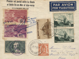 BÉLGICA. Carta Circulada 1er. Vuelo La Baule-Velle Ille En Mer. Año 1938. - Storia Postale
