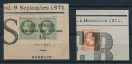 BM-180:FRANCE:   N°25(paire) Et 26 Sur Fragments Obl Typo  TB - 1863-1870 Napoléon III Con Laureles