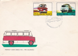 Poland - 1973 - FDC - Truck And MiniBus Stamps - MiniBus Envelope- Caja 31 - Bus