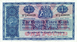 Scotland British Linen Bank P-157d 1 Pound 1959 XF - 1 Pond