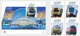 Portugal 2021 International Year Of The Rail Trains Set Of 4 Stamps And Block MNH - Ongebruikt