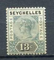 Seychelles 1890 -QV 13ct Grey & Black Die 2 MM SG 13 - Seychelles (...-1976)