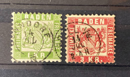 Baden - 1868 - Michel Nr. 23/24 - Gestempelt - Usados