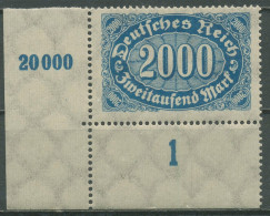 Deutsches Reich 1922/23 Ziffern Plattendruck 253 A P UR Ecke Unt. Li. Postfrisch - Ongebruikt