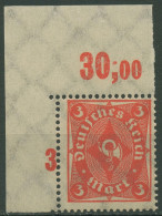 Deutsches Reich 1922/23 Posthorn Plattendruck 225 P OR Ecke Ob. Li. Postfrisch - Ongebruikt