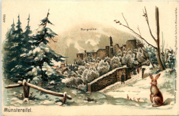 Münstereifel - Burgruine - Litho - Prägekarte - Bad Muenstereifel