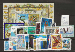2001 MNH Nouvelle Caledonie Year Collection ALMOST Complete According To Michel. - Années Complètes