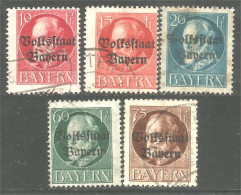 438 Bavière Bayern Bavaria 1919 Roi King Ludwig III Surcharge 10pf - 75 Pf 5 Different (GES-130) - Afgestempeld