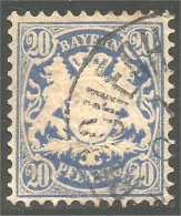438 Bavière Bayern Bavaria 1881 Armoiries Coat Of Arms 20pf Bleu Blue (GES-114) - Afgestempeld
