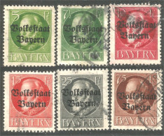 438 Bavière Bayern Bavaria 1919 Roi King Ludwig III Surcharge 5pf - 75 Pf 6 Different (GES-129) - Afgestempeld
