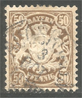 438 Bavière Bayern Bavaria 1881 Armoiries Coat Of Arms 50pf Deep Brown Brun Foncé (GES-116) - Afgestempeld