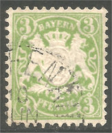 438 Bavière Bayern Bavaria 1881 Armoiries Coat Of Arms 3pf Vert Foncé Dark Green (GES-112a) - Afgestempeld