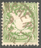 438 Bavière Bayern Bavaria 1881 Armoiries Coat Of Arms 3pf Vert Foncé Dark Green (GES-112b) - Afgestempeld