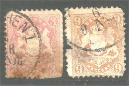 438 Bavière Bayern Bavaria 1870 Armoiries Coat Of Arms 3kr 9kr Faulty (GES-106) - Afgestempeld