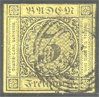 438 Baden 1851 3kr On Yellow Paper (GES-79) - Usados