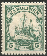 449 German Colonies Karolinen 5 Pf Voilier Sailing Ship MH * Neuf (GEC-12) - Caroline Islands