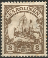 449 German Colonies Karolinen 3 Pf Voilier Sailing Ship MH * Neuf (GEC-11) - Caroline Islands