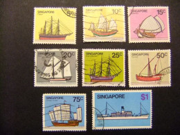 51 SINGAPORE SINGAPOUR 1980 / BARCOS VELEROS / YVERT 335 - 339 +341 - 343 FU - Ships