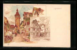 Künstler-Lithographie P. Schmohl: Marbach, Schillerhaus  - Schmohl, P.