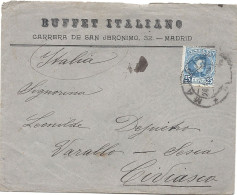 ESPAÑA.AÑO 1908.CARTA CIRCULADA: MADRID-ITALIA - Cartas & Documentos