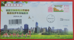 China Cover International Anti Drug Day (Shanghai) Colorful Postage Machine Stamp First Day Actual Delivery Commemorativ - Enveloppes