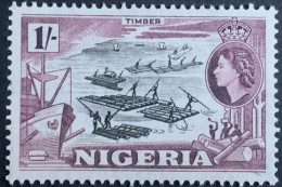 Nigeria 1953  QE2 1/-d Pictorial Timber MNH - Nigeria (...-1960)