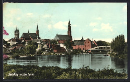 AK Straubing An Der Donau, Panorama Vom Wasser Aus  - Straubing