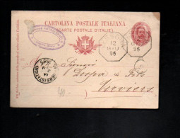 ITALIE ROYAUME ENTIER CARTE DE LESSONA POUR LA BELGIQUE 1896 - Marcophilia