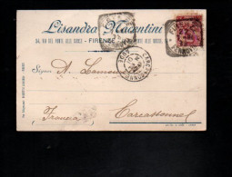 ITALIE ROYAUME CARTE DE FIRENZE POUR LA FRANCE 1901 - Marcophilia