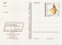 Österreich, Postkarte Mi.Nr. P 556 Frauenschuh, Mit Werbezudruck GMUNDEN JUNIOR - Cartes Postales