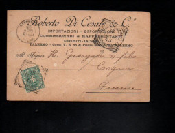 ITALIE ROYAUME CARTE DE PALERMO POUR LA FRANCE 1895 - Marcofilía