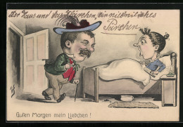 Künstler-AK Willi Scheuermann: Guten Morgen, Mein Liebchen, Mann überrascht Frau Im Bett  - Scheuermann, Willi