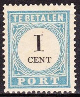 1881-1887 Portzegels Lichtblauw / Zwart Cijfer : 1 Cent NVPH  P 3 A III Ongestempeld - Postage Due