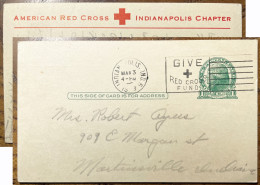 USA - 1c Postal Card UX17 Preprinted "AMERICAN RED CROSS + INDIANAPOLIS CHAPTER" With Matching Slogan Postmark - Covers & Documents