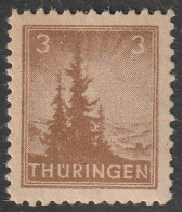 SBZ- Thüringen 1945, Mi. Nr. 92 AY A, Freimarke: 3 Pfg. Tannen Im Thüringer Wald.  **/MNH - Usati