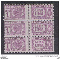 LUOGOTENENZA:  1946  PACCHI  POSTALI  -  £. 1  VIOLETTO  STRISCIA  3  N. -  SASS. 60 - Postal Parcels