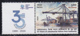 My Stamp 2024 Jawaharlal Nehru Port Authority, Container Port For Shipping Ship Logistics Transport, India - Nuevos
