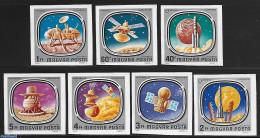 Hungary 1976 Space Exploration 7v Imperforated, Mint NH, Transport - Space Exploration - Nuevos