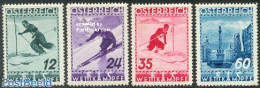 Austria 1936 Skiing Championship 4v, Unused (hinged), Sport - Transport - Skiing - Automobiles - Unused Stamps