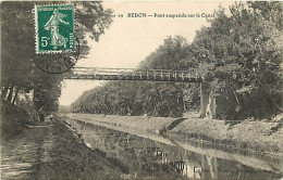 35 - Redon - Pont Suspendu Sur Le Canal - CPA - Oblitération Ronde De 1909 - Voir Scans Recto-Verso - Redon