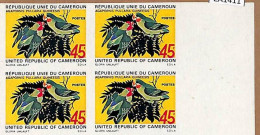 ZA1411 - CAMEROUN - IMPERF  BLOCK Of 4 - Michel 716 1972 Birds PARROT - Papegaaien, Parkieten