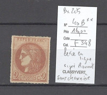 France - Yvert 40b** - SIGNE ROUMET - Perçé En Ligne - 2c Brun Rouge  - Bordeaux Report 2 - 1870 Bordeaux Printing