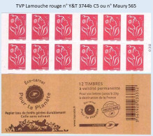 FRANCE - Carnet TVP Lamouche Rouge - YT 3744b C5 / Maury 565 - Modernos : 1959-…