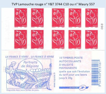FRANCE - Carnet TVP Lamouche Rouge - YT 3744 C10 / Maury 557 - Modernos : 1959-…