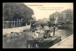 75 - PARIS - 6EME - LE PONT ST-MICHEL PRIS DU QUAI DES GRANDS AUGUSTINS - PENICHES - Distrito: 06