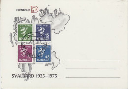 Norway 1975 Svalbard 1925-1975 4v On Postcard  Ca Longyearbyen  1.8.1967 (?)(60340) - Brieven En Documenten