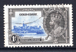 Gold Coast 1935 KGV Silver Jubilee - 1d Value - ERROR - Short Extra Flagstaff - Used (SG 113b) - Gold Coast (...-1957)