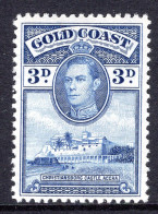 Gold Coast 1938-43 KGVI Definitives -p.11½ X 12 - 3d Blue HM (SG 124) - Gold Coast (...-1957)
