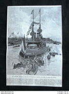 Corazzata Massena, Ammiraglio Caillard + Festa Vignaioli A Vevey Stampa Del 1905 - Autres & Non Classés